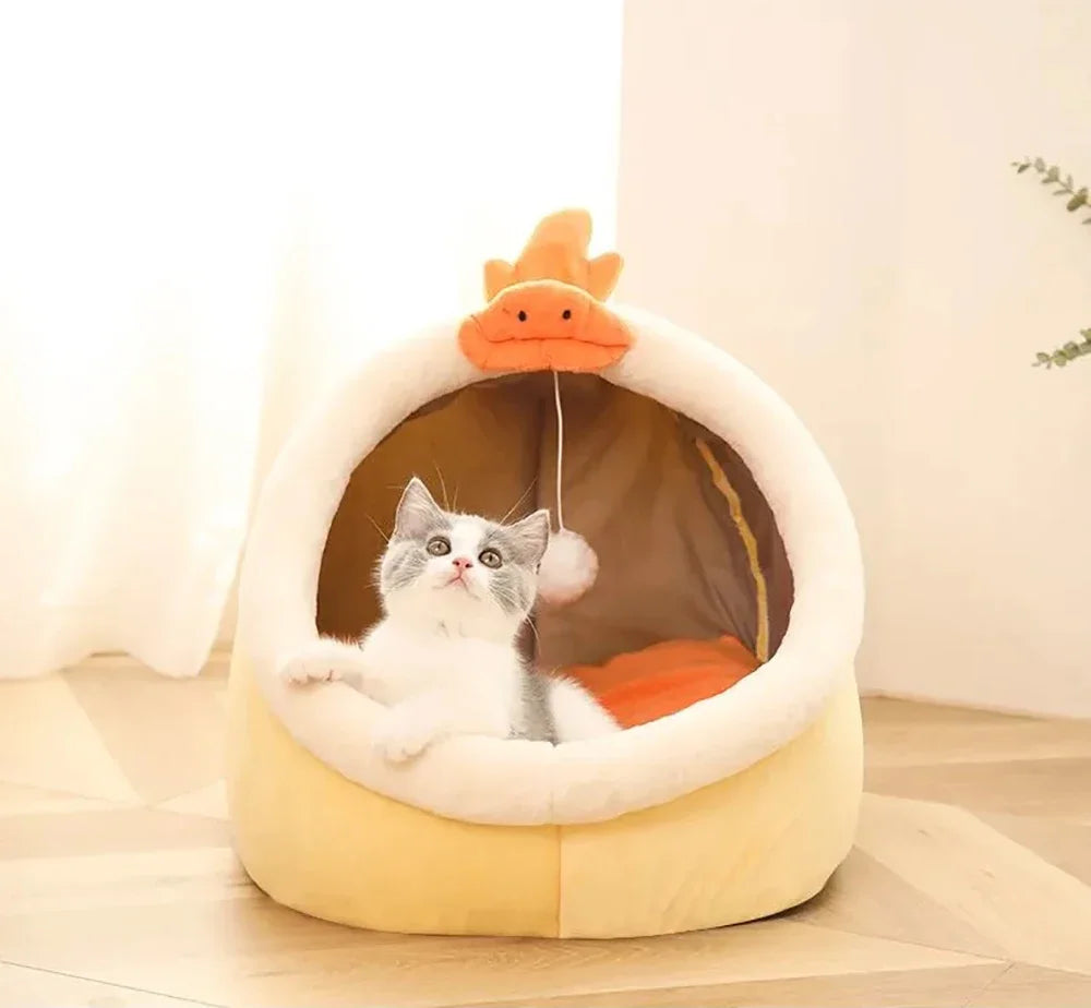 Cama-Casita con Orejas para Gatos | Cojín Extraíble | S, M y L