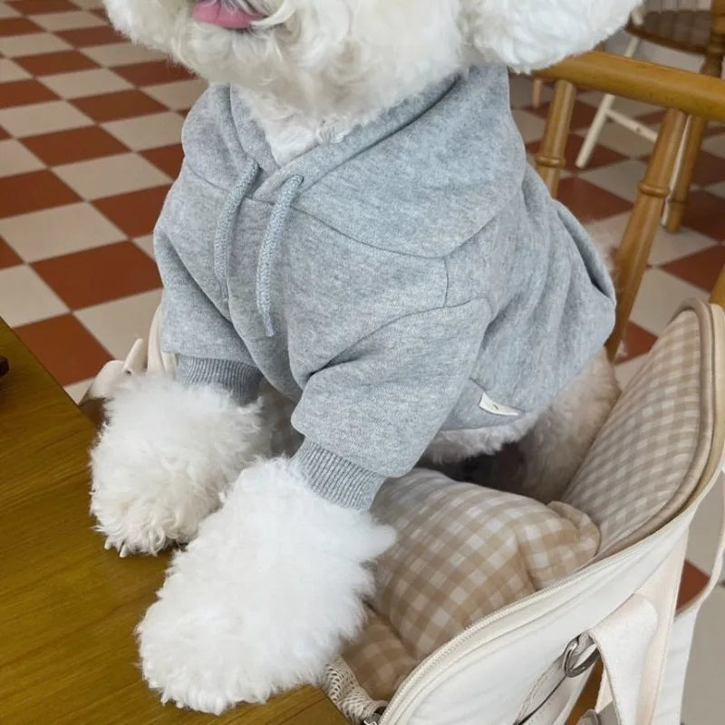 Letter Hoodie Pet Clothing Dogs Fashion Cotton Dog Clothes Costume Small French Bulldog Print Spring Autumn Gray Boy Mascotas