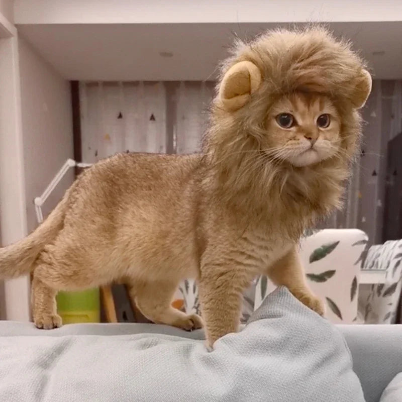 Cat Hairpiece Humorous Lion Mane Headgear for Dogs and Cats Adjustable Costume Accessories for Fun Dress-up and Play