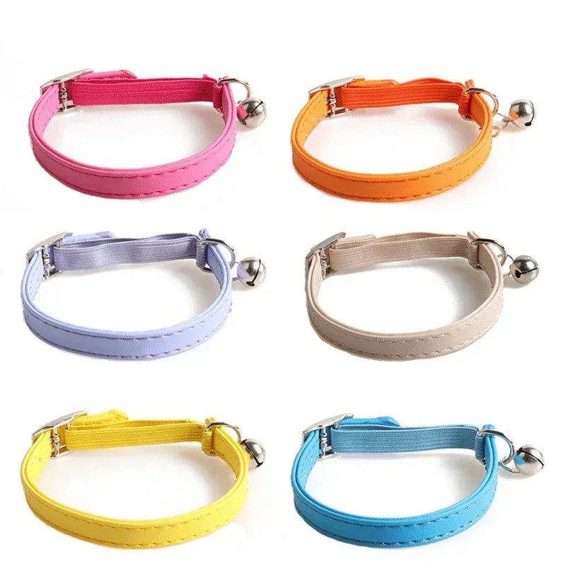 Collar Elástico con Cascabel para Gatos y Cachorros — Colores Macaron, Ajustable