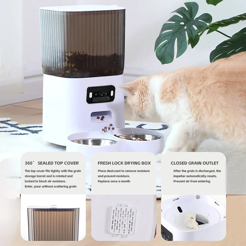 Comedero Automático Inteligente para Gatos y Perros 5L – WiFi, Cámara HD y Programable