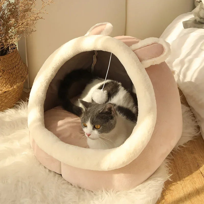 Cama-Casita con Orejas para Gatos | Cojín Extraíble | S, M y L