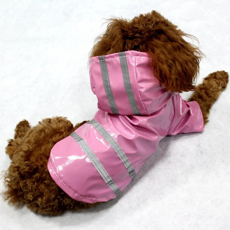 Chubasquero Poncho Impermeable con Franja Reflectante para Perros Pequeños – PU Cortavientos | Tallas S a XL