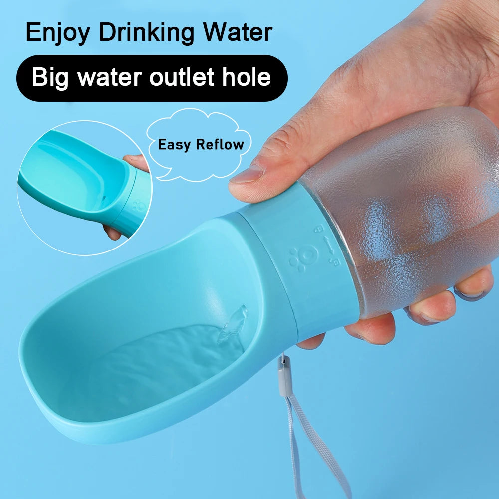 Botella Bebedero con Cuenco y Cordón para Perros y Gatos