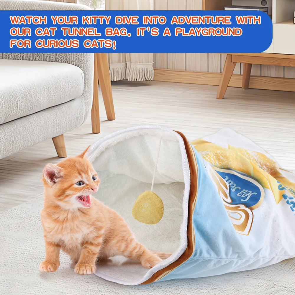 6 Halloween Gourmet Pattern Designs Cat Tunnel Toy, Cat Birthday Gift,Collapsible Interactive Cat Drill Bag Pet Toy
