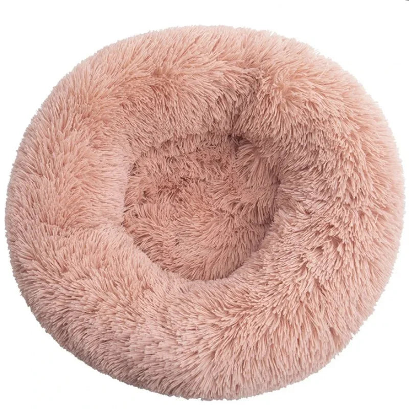 Cama Redonda de Pelo Suave para Perros y Gatos