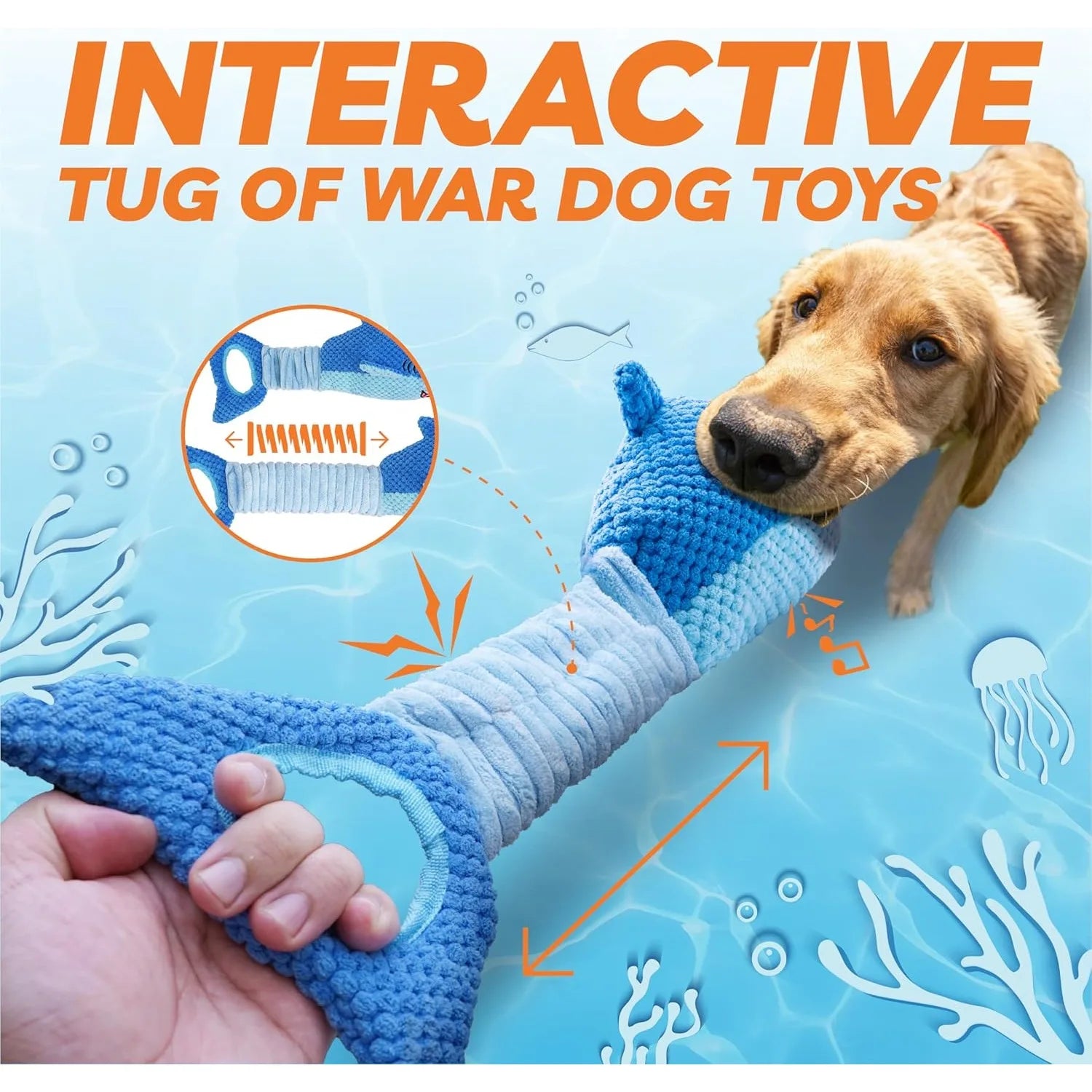 Juguetes Chirriantes de Peluche para Perros - Tiburón o Pulpo con Sonido