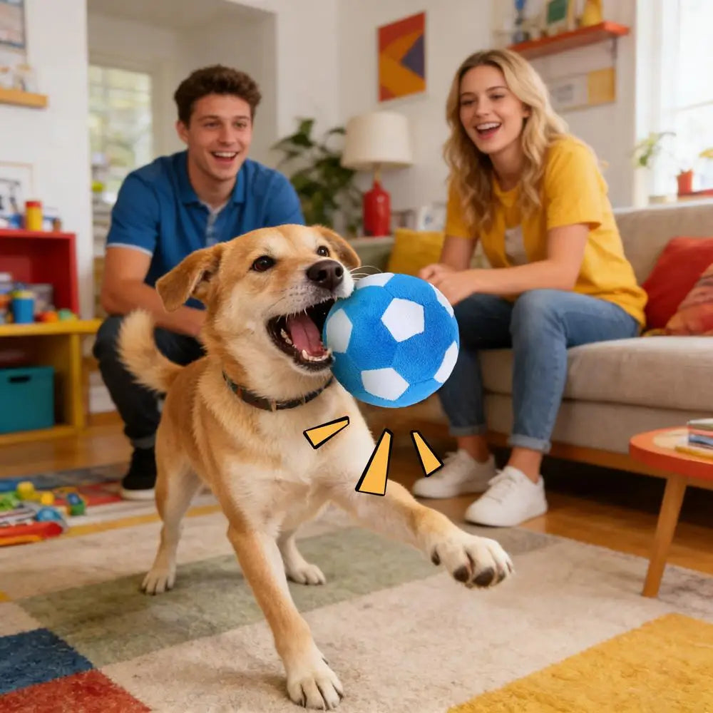 Balón de Fútbol de Peluche con Sonido para Perros - Interior y Exterior 12 cm