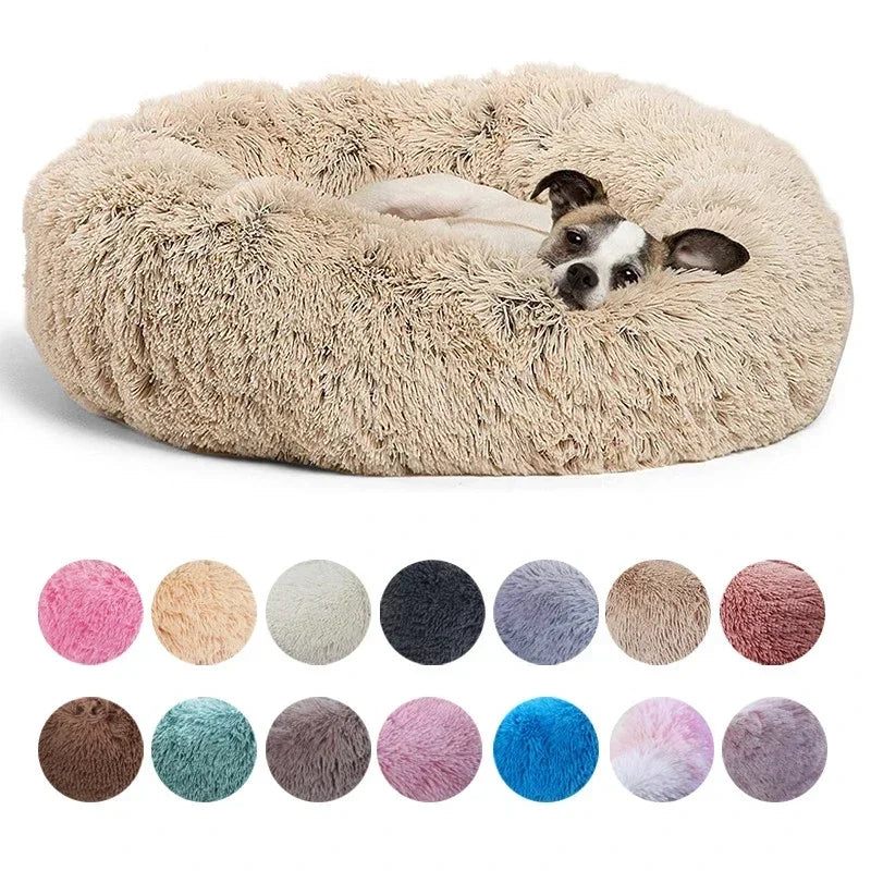Cama Redonda de Pelo Suave para Perros y Gatos
