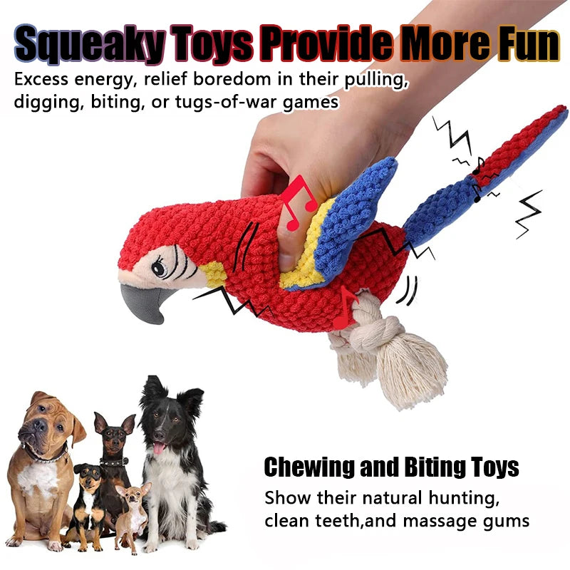 Juguete Loro de Peluche con Sonido para Perros Pequeños y Medianos