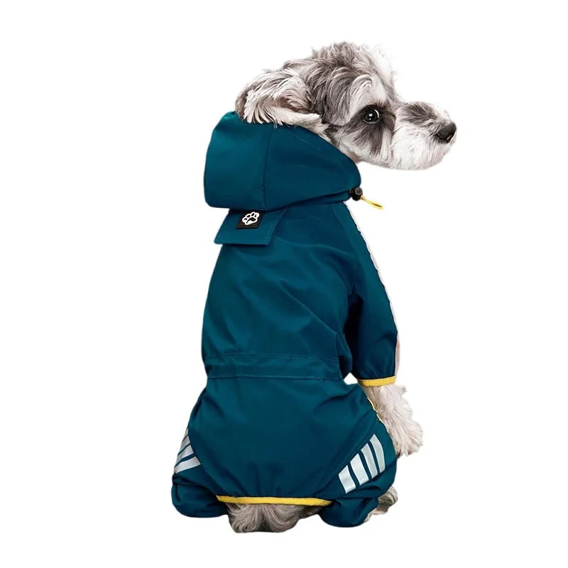 Mono Impermeable con Franja Reflectante para Perros Pequeños y Medianos – Chubasquero Jumpsuit | Tallas S a 2XL