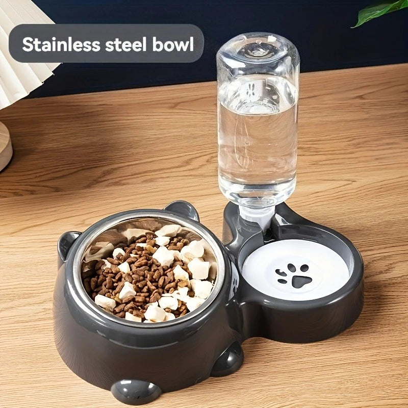 Comedero y Dispensador de Agua Automático para Gatos y Perros – Boca Inclinada 15°, Sin Pila ni Electricidad