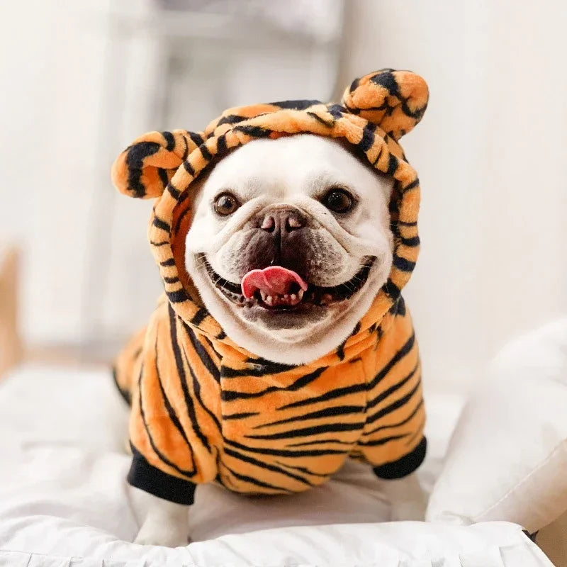 Disfraz Sudadera de Forro Polar con Animales para Perros y Gatos Pequeños – León, Pikachu, Cerdo, Vaca, Tigre y Dinosaurio