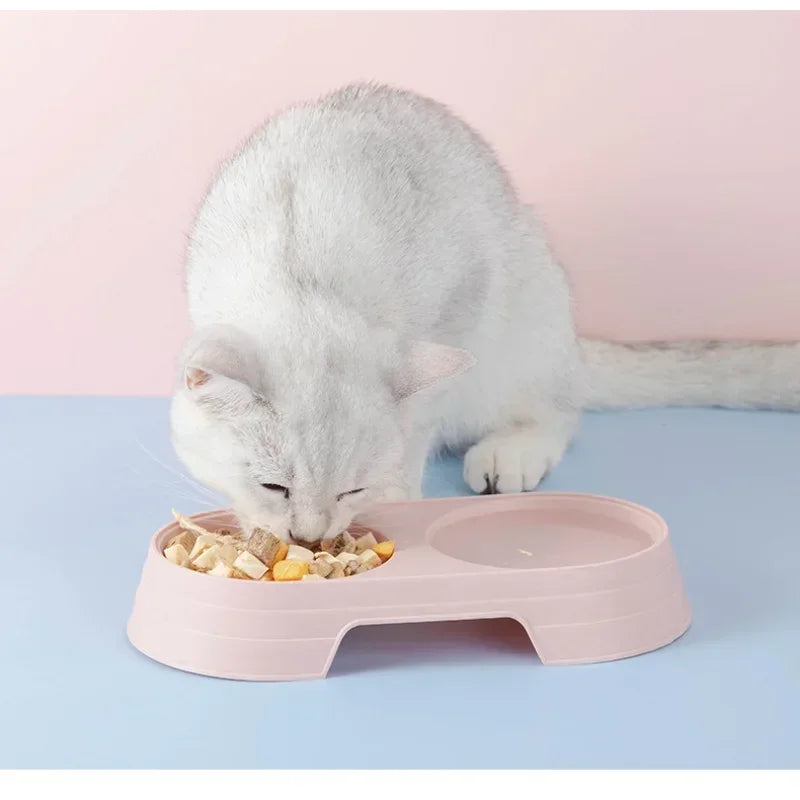 Comedero Doble para Perros y Gatos – Cuenco Macaron con Compartimento de Agua y Comida
