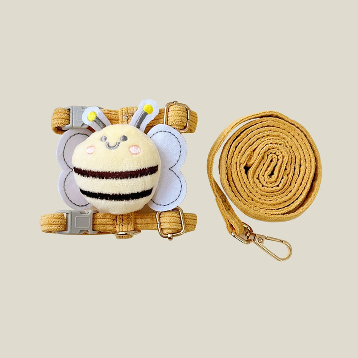 Arnés con Correa Diseño Abeja para Perros y Gatos — Suave, Ajustable, Antipérdida, Tallas S y M