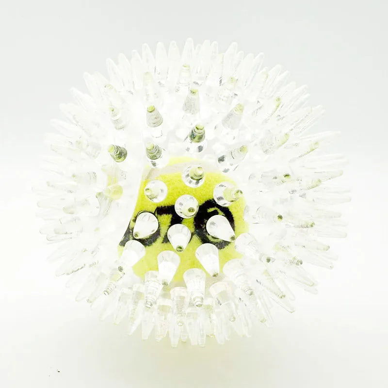 Pelota de Tenis de Goma con Púas y Sonido para Perros - Limpieza Dental para Todas las Razas