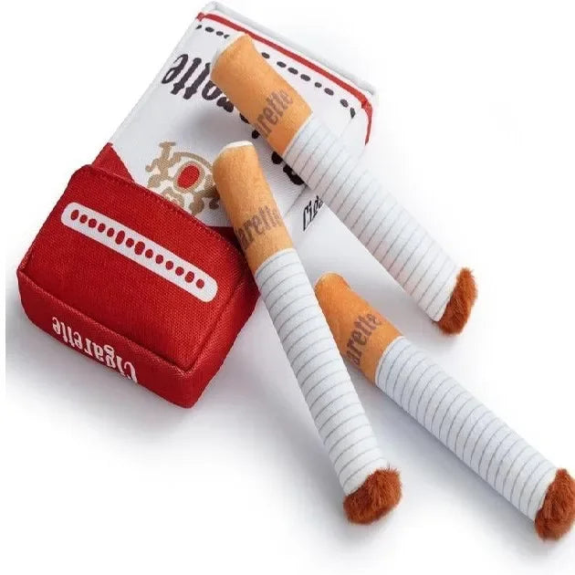 Juguete de Peluche Divertido para Perros - Pack de Cigarrillos con Sonido (21x11 cm)