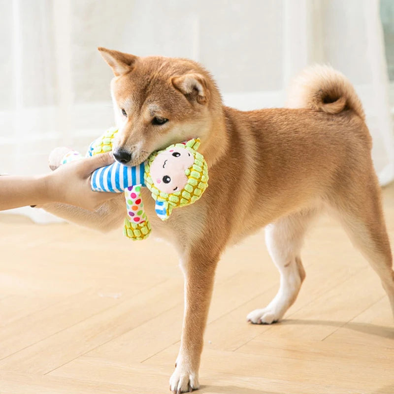 Juguete de Peluche Interactivo para Perros y Gatos - Forma de Animal con Sonido y Limpieza Dental