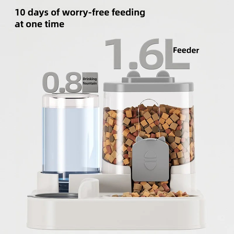 Comedero Automático Antiderrame 2 en 1 para Gatos y Perros – Comida y Agua por Gravedad