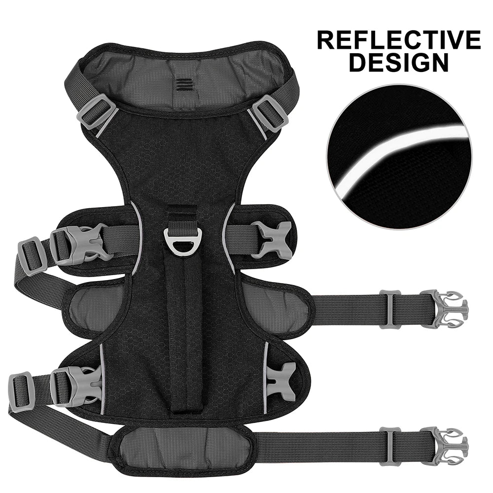 Arnés de Nylon Antipérdida para Perros con Asa de Control — Reflectante, Acolchado, Tallas XS–M