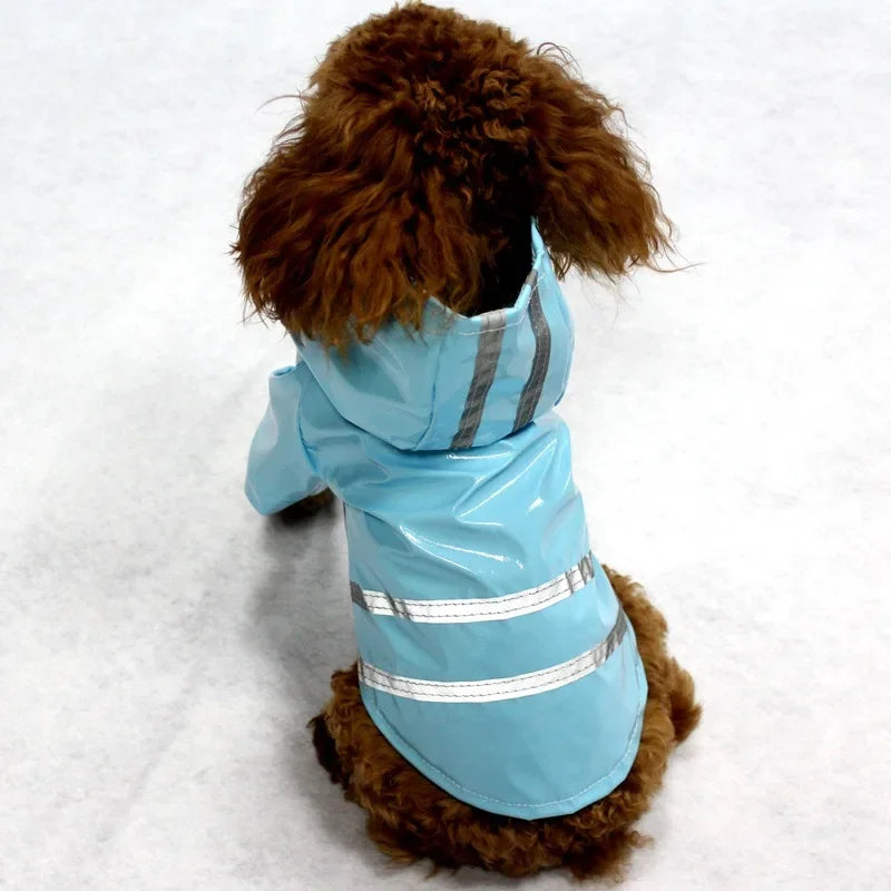 Chubasquero Poncho Impermeable con Franja Reflectante para Perros Pequeños – PU Cortavientos | Tallas S a XL