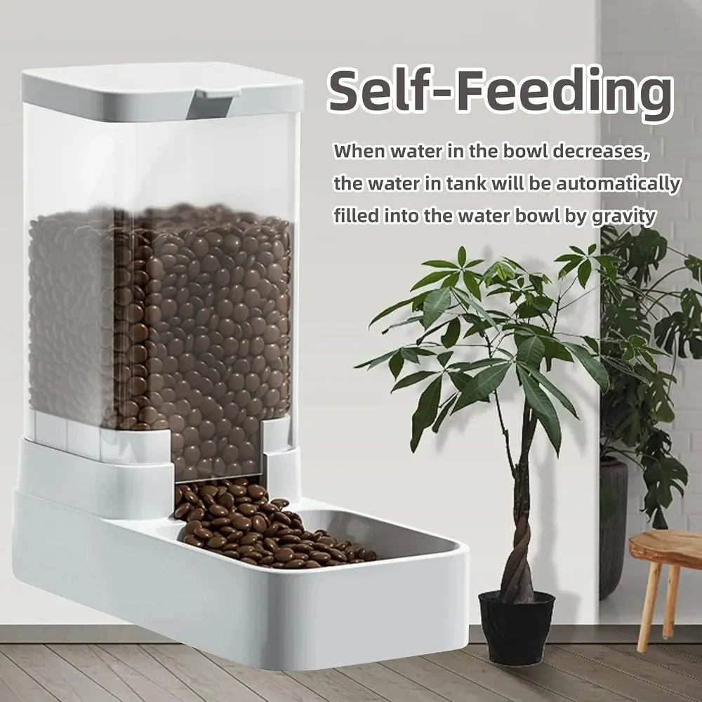 Comedero y Bebedero de Gran Capacidad por Gravedad para Perros y Gatos – 3,8L / 2,1 kg