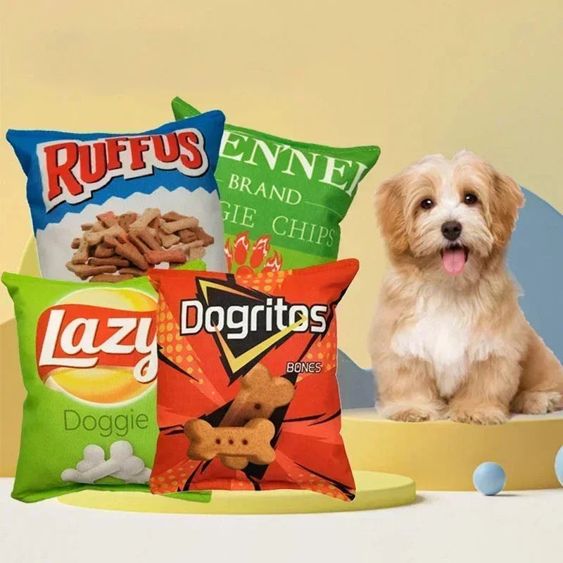 Juguete de Peluche con Sonido para Perros - Bolsa de Patatas Fritas