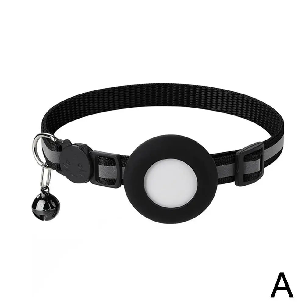 Collar Reflectante para Gatos con Funda para AirTag — Cascabel, Colgante de Dirección y Huellas