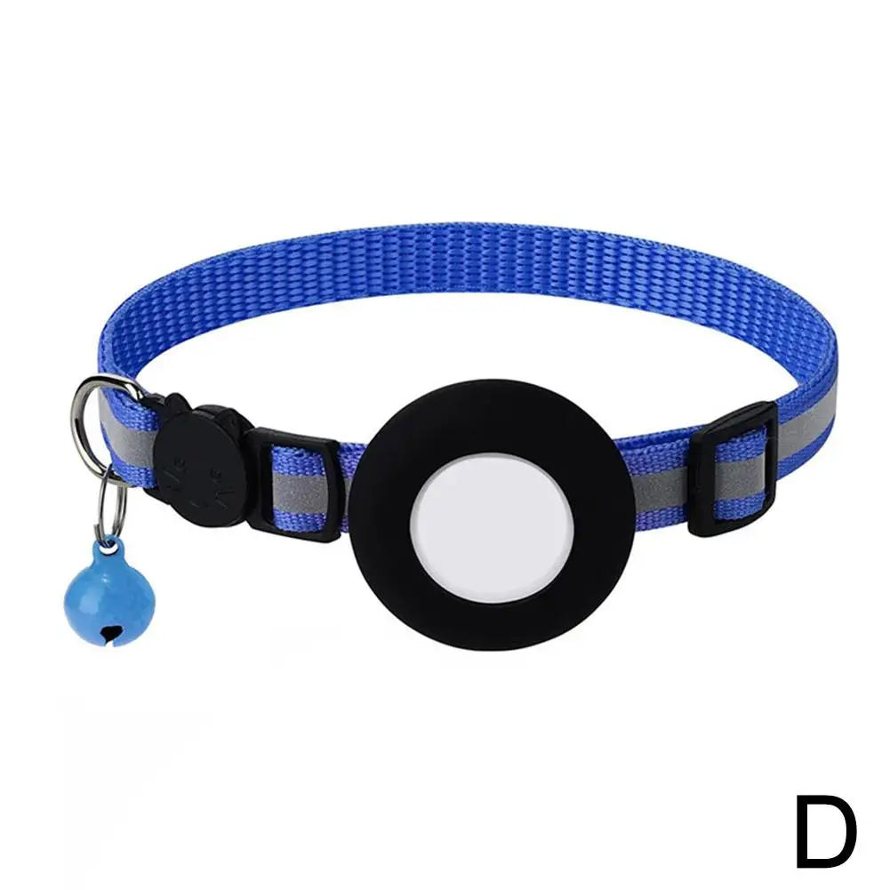 Collar Reflectante para Gatos con Funda para AirTag — Cascabel, Colgante de Dirección y Huellas