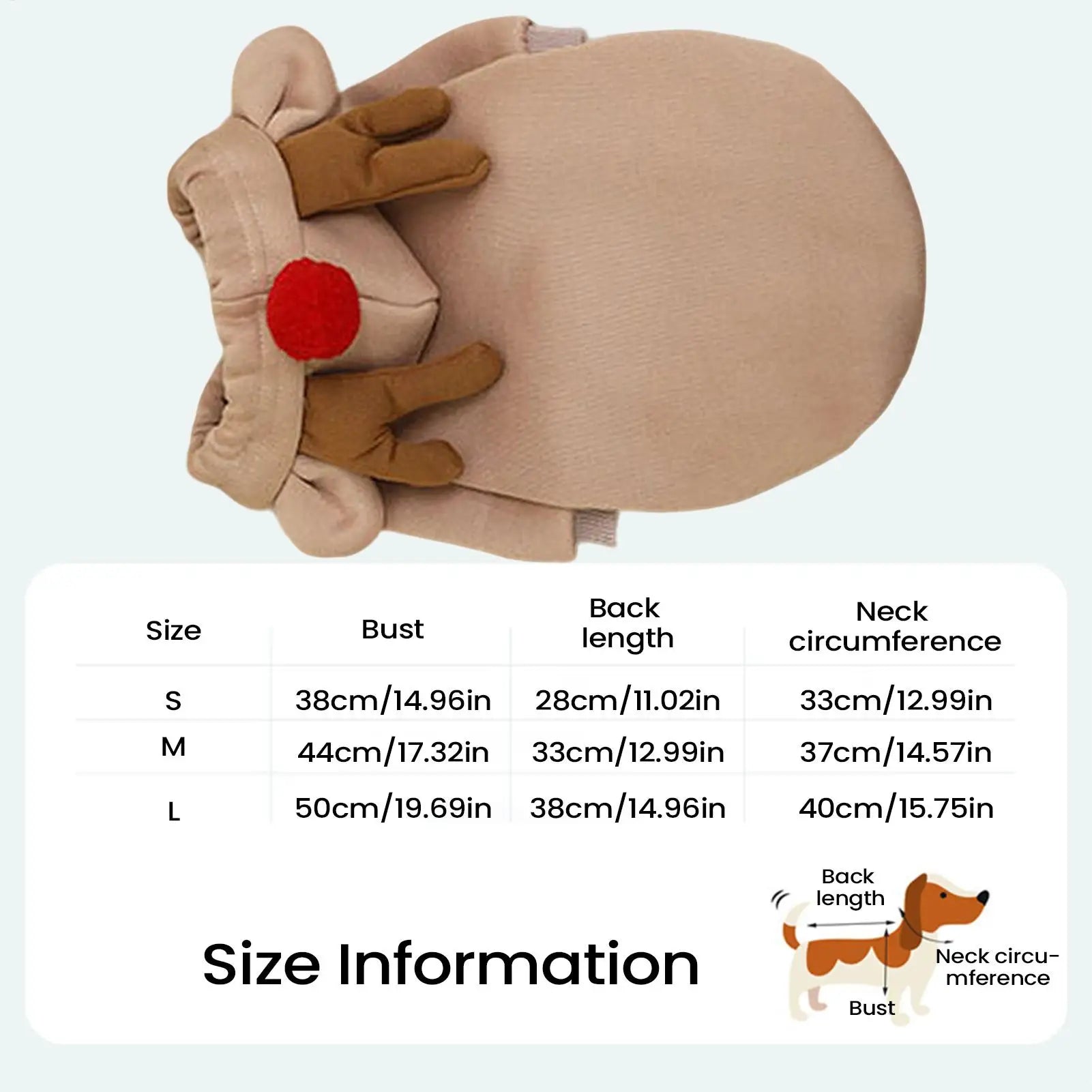 Disfraz de Reno con Orejas 3D para Perros y Gatos – Sudadera Navideña de Invierno | Tallas S, M y L