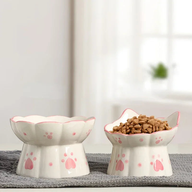 Set de Cuencos de Cerámica Elevados para Gatos y Cachorros – Comida, Agua y Snacks
