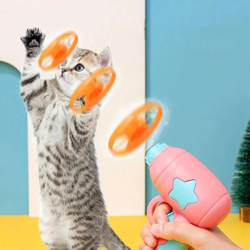 Lanzador de Mini Discos para Gatos - Juguete Interactivo de Persecución y Entrenamiento