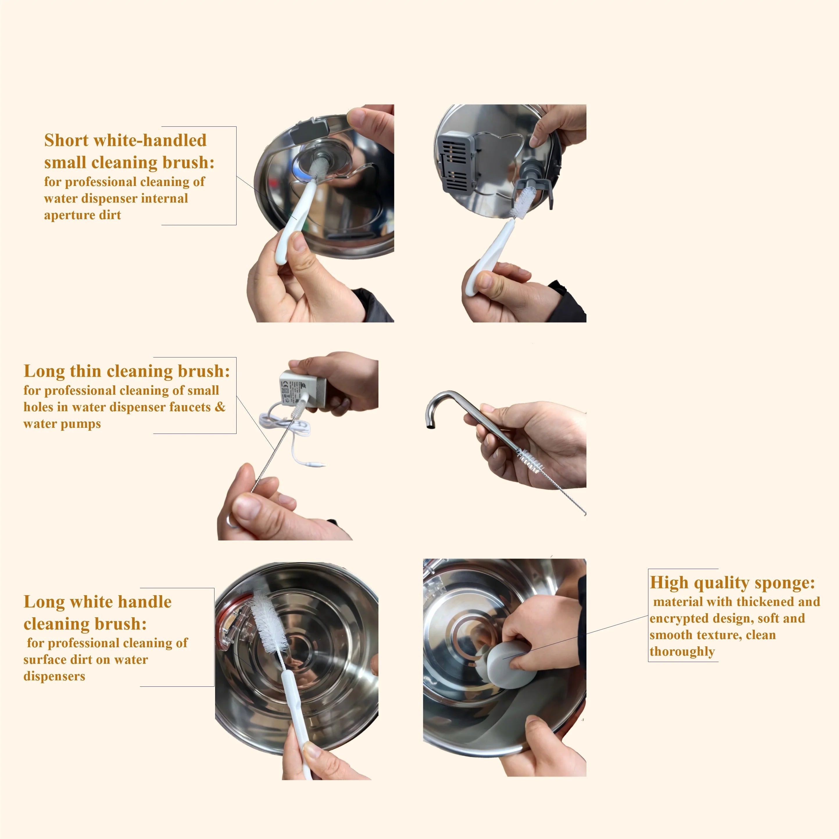 Cat Water Fountain Accessories Cleaning Brush Set for Pet Water Dispenser Pump Pipe Tube Bottle Cup Kettle Nozzles Cleaner Tools