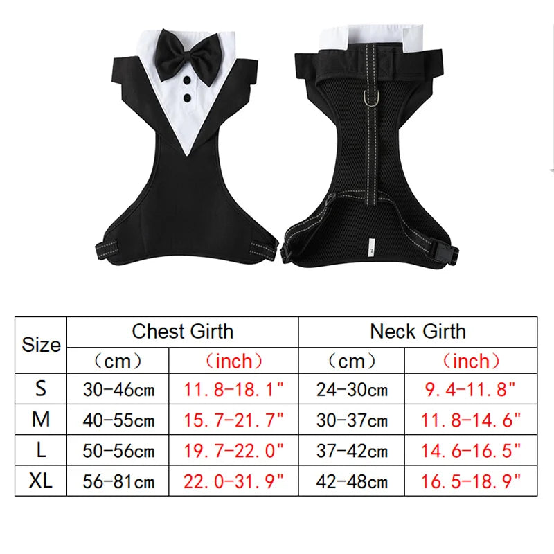 Traje Elegante con Pajarita para Perros y Gatos – Esmoquin para Bodas, Fiestas y Navidad | Tallas S a XL