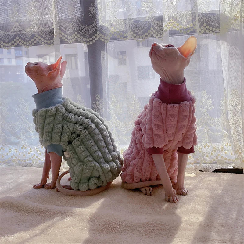 Jersey de Cuello Alto con Forro Polar para Gatos – Cálido y Grueso | Sphynx y Razas Sin Pelo