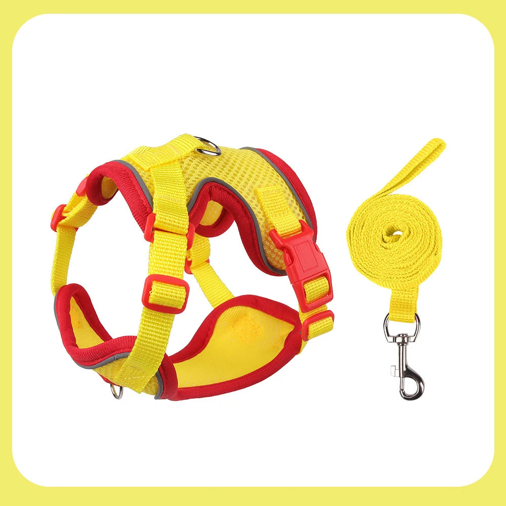 Arnés de Malla Transpirable con Correa Extensible para Gatos y Perros — Reflectante, Antipérdida, Tallas S–XL