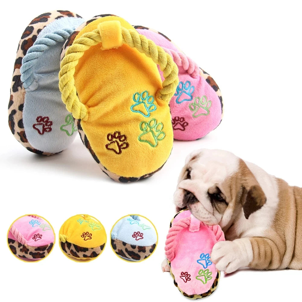 Juguete de Peluche con Sonido para Perros - Zapatilla, Muslo de Pollo y más Formas Divertidas