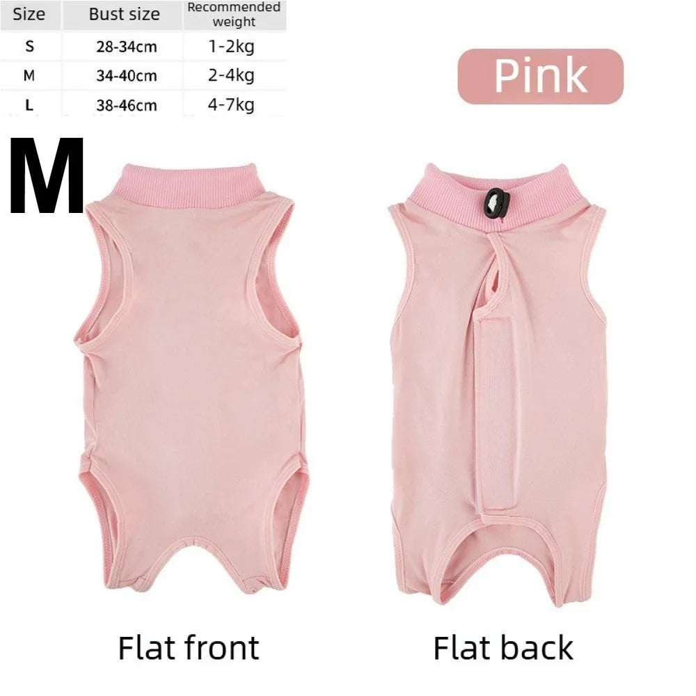 Soft Pet Cats Surgery Recovery Suit Breathable Anti-Lick Bodysuit for Wound Care and Postoperative Recovery Pet Clothing Apparel