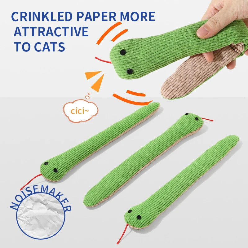 Juguete Serpiente de Peluche para Gatos y Perros - 42 cm para Patear y Morder