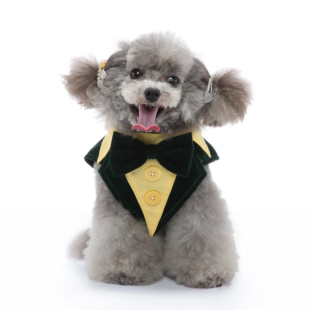 Esmoquin Formal con Pajarita para Perros y Gatos – Traje Elegante para Bodas, Halloween y Fiestas | Tallas XS a XL