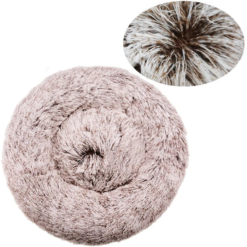 Cama Redonda de Pelo Suave para Perros y Gatos