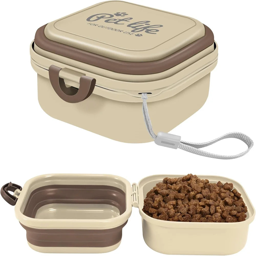 Cuenco Plegable 2 en 1 para Perros – Comida y Agua con Tapa, Estilo Fiambrera para Viajes