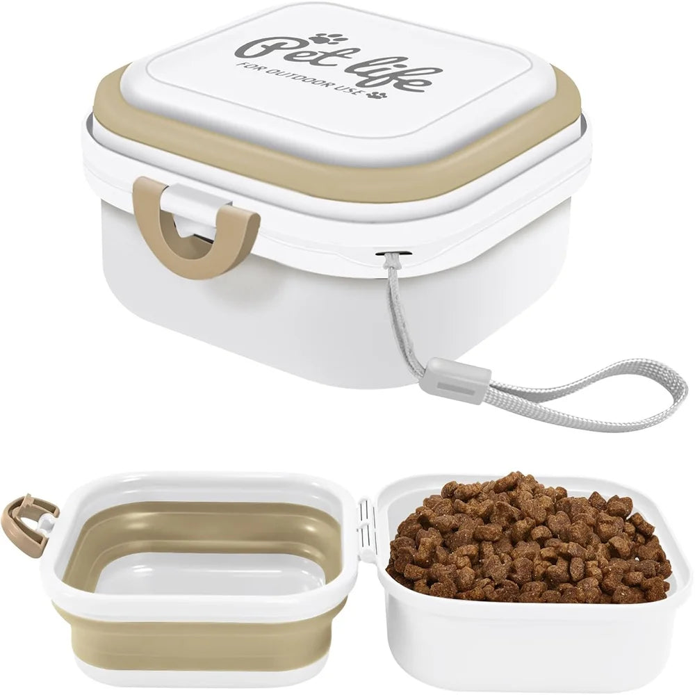 Cuenco Plegable 2 en 1 para Perros – Comida y Agua con Tapa, Estilo Fiambrera para Viajes