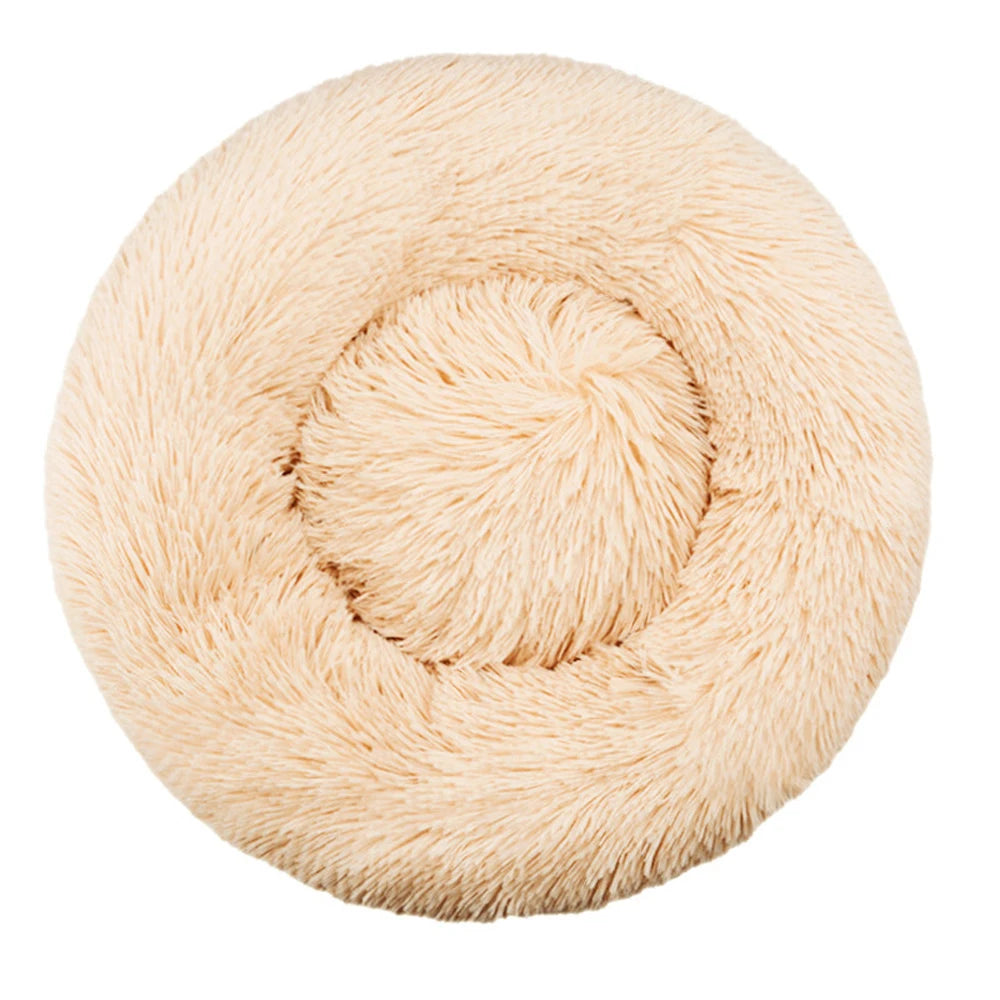 Cama Redonda de Pelo Suave para Perros y Gatos