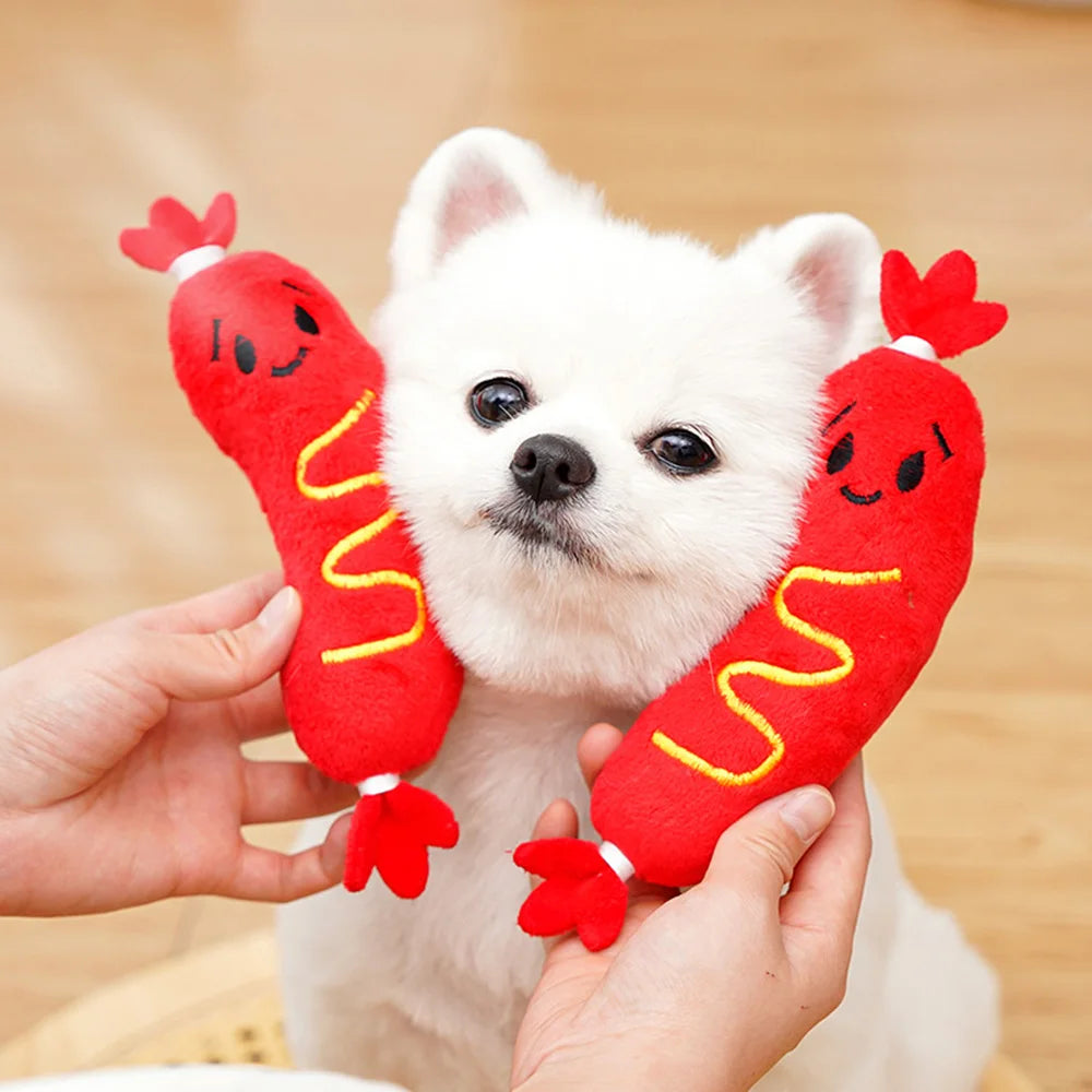Juguete de Peluche con Sonido para Perros y Gatos - Salchicha Resistente a Mordiscos