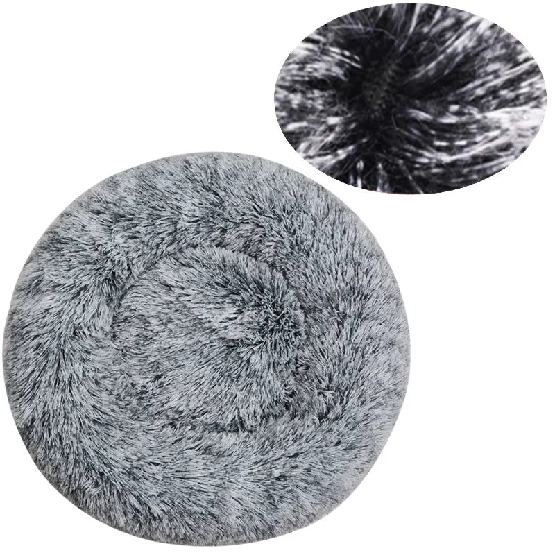 Cama Redonda de Pelo Suave para Perros y Gatos