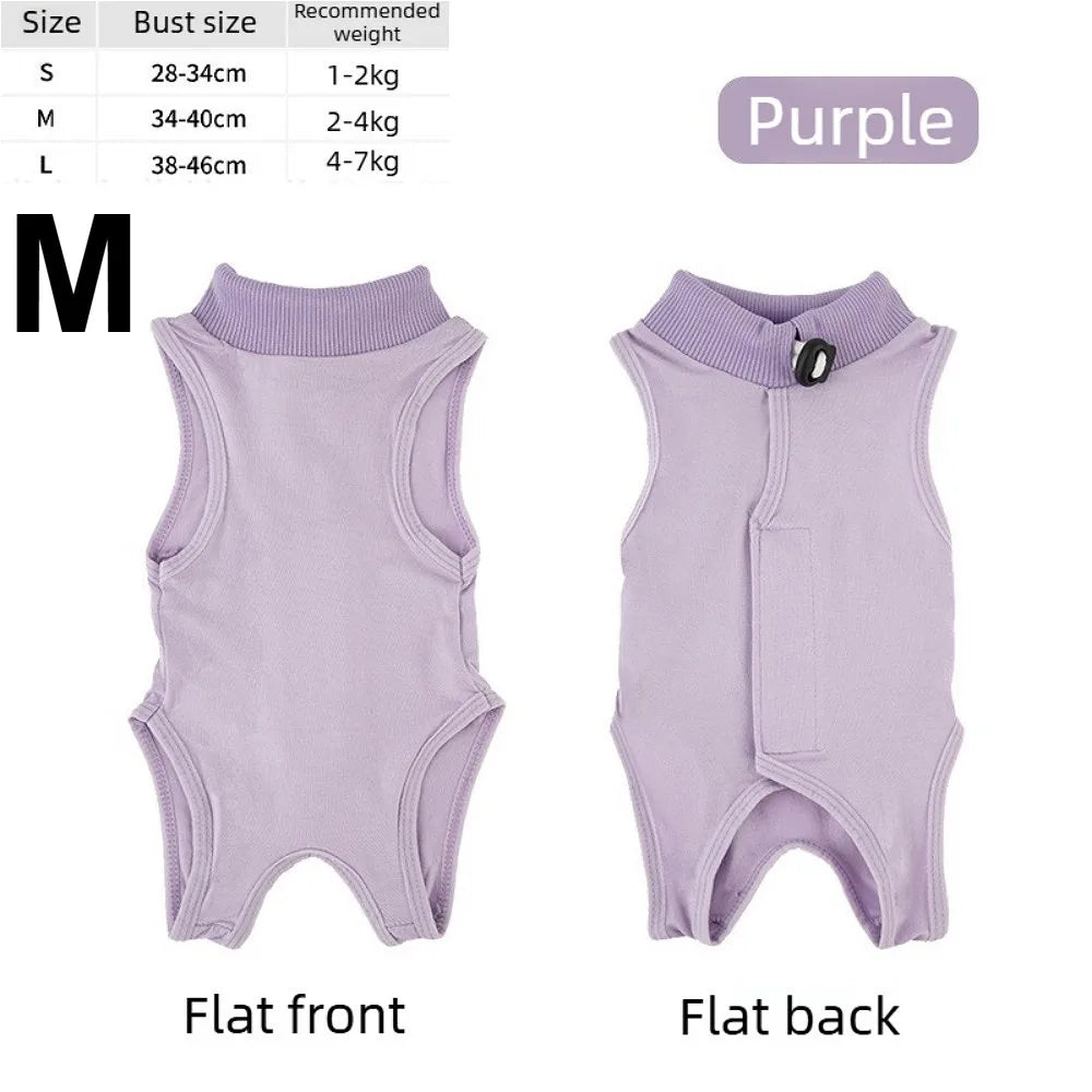 Soft Pet Cats Surgery Recovery Suit Breathable Anti-Lick Bodysuit for Wound Care and Postoperative Recovery Pet Clothing Apparel