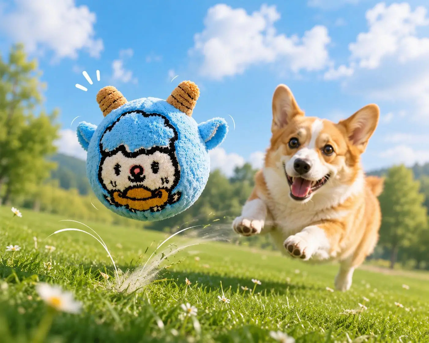 Pelota de Peluche con Rebote para Perros y Gatos Pequeños y Medianos - Diseño Divertido