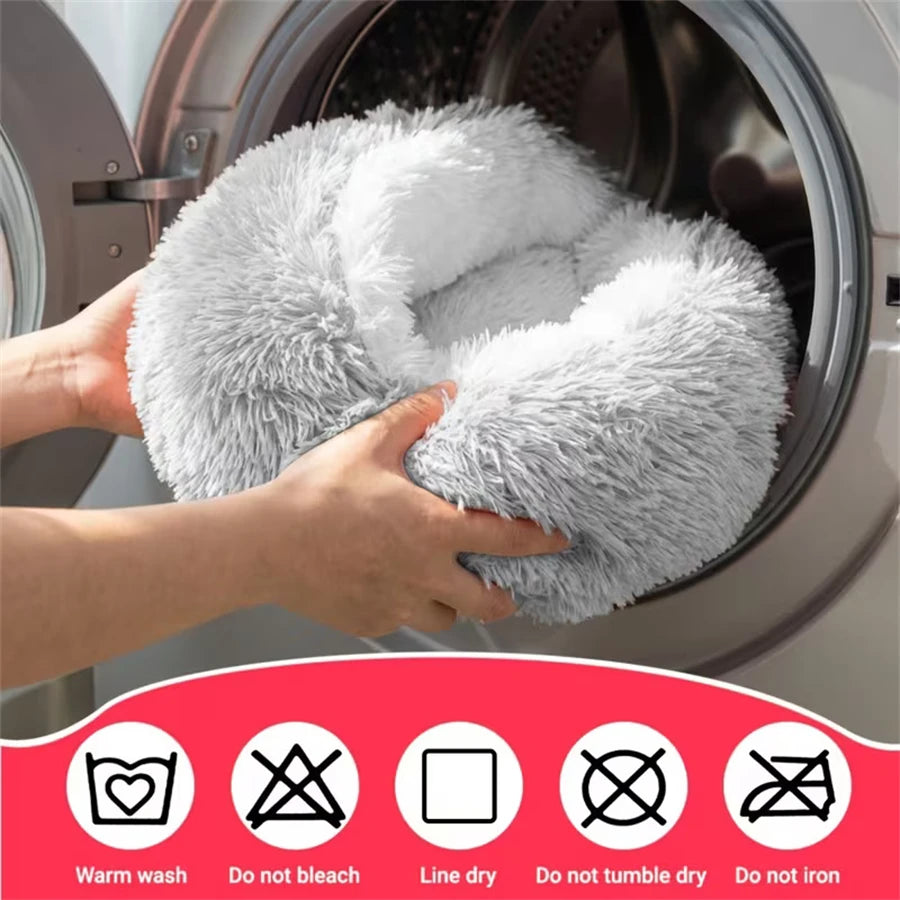 Cama Redonda Semiabierta Tipo Concha para Gatos y Perros Pequeños – 2 en 1, Felpa Cálida, S, M y L