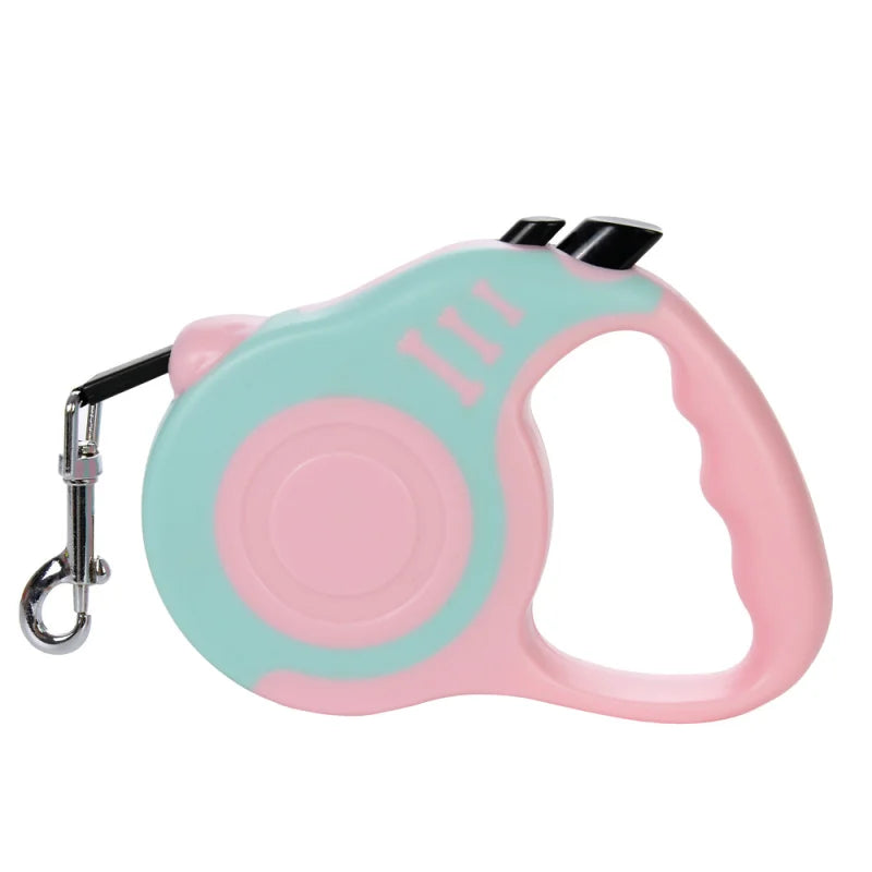 Correa Retráctil de Nylon para Perros y Gatos — 3 m (hasta 8 kg) y 5 m (hasta 14 kg), Colores Bicolor